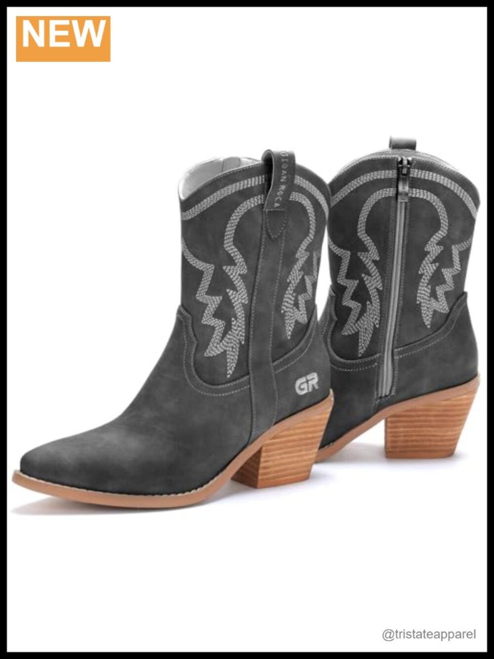 Embroidered Pointed Toe Ankle Boots for Women Wide Calf Western Cowgirl Booties